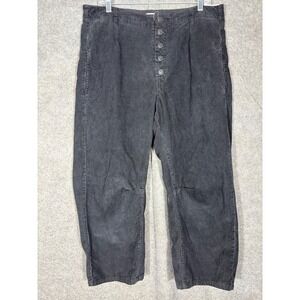 We The Free Free People Osaka Mid Rise Barrel Corduroy Pants Black Size 33